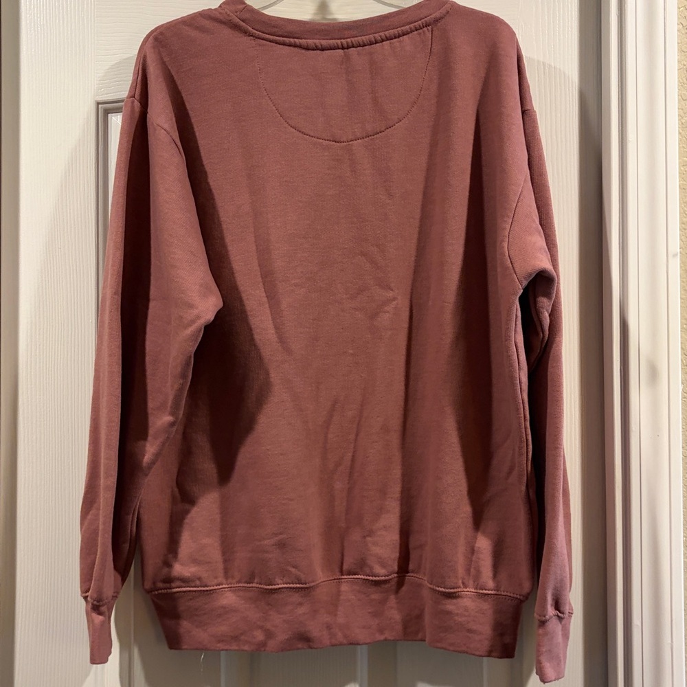 Love in Faith Mauve Smiley Graphic Sweatshirt size L new - Picture 4 of 4